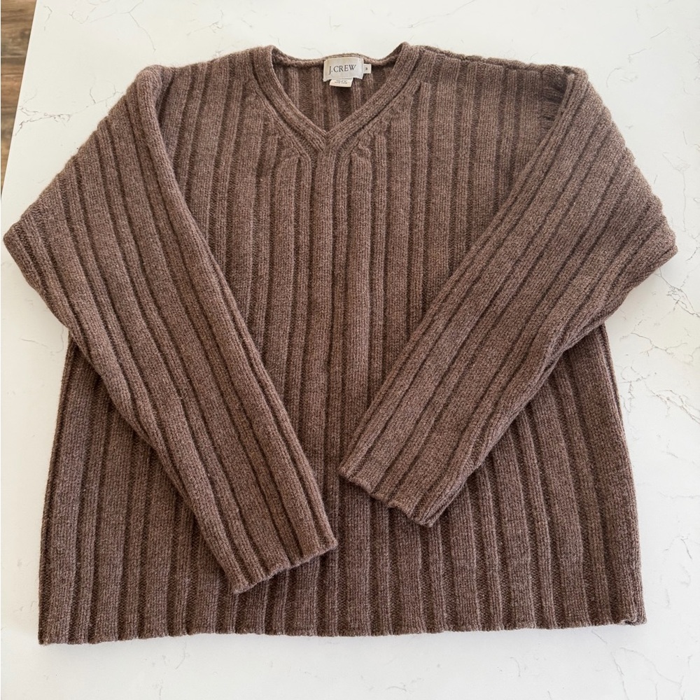 J. Crew Men's Brown Ribbed Sweater 100% Wool